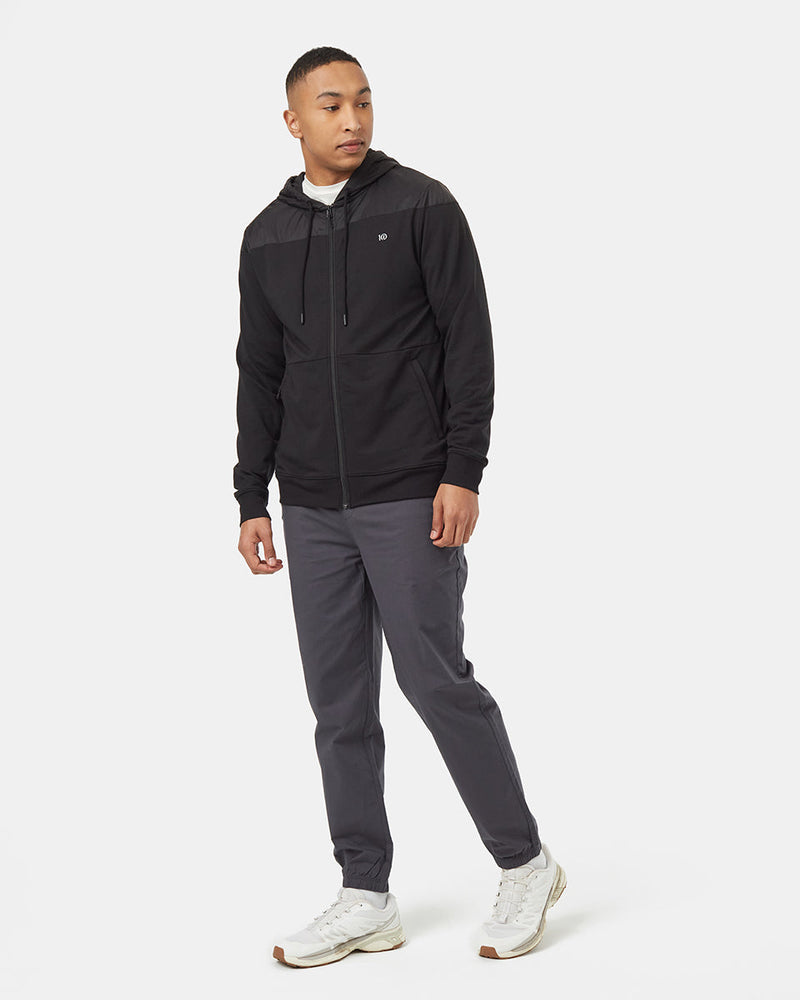 Black-Contrast-Drawcord-Zip-Up-Hoodie