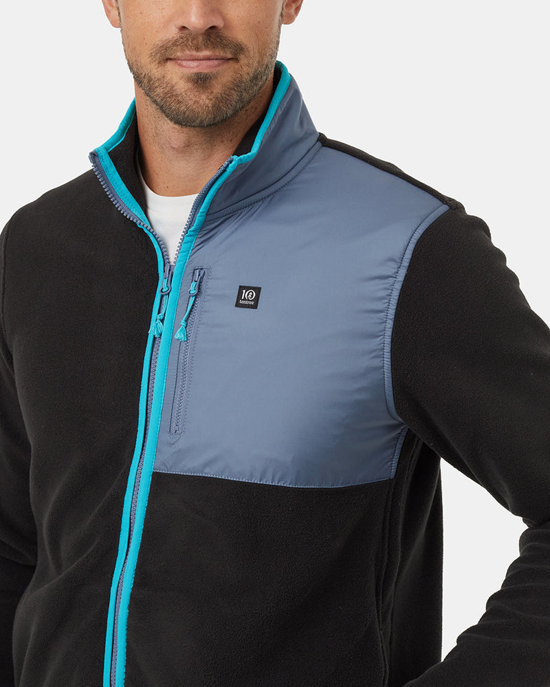 Black-Mock-Neck-Color-Block-Fleece-Zip-Up