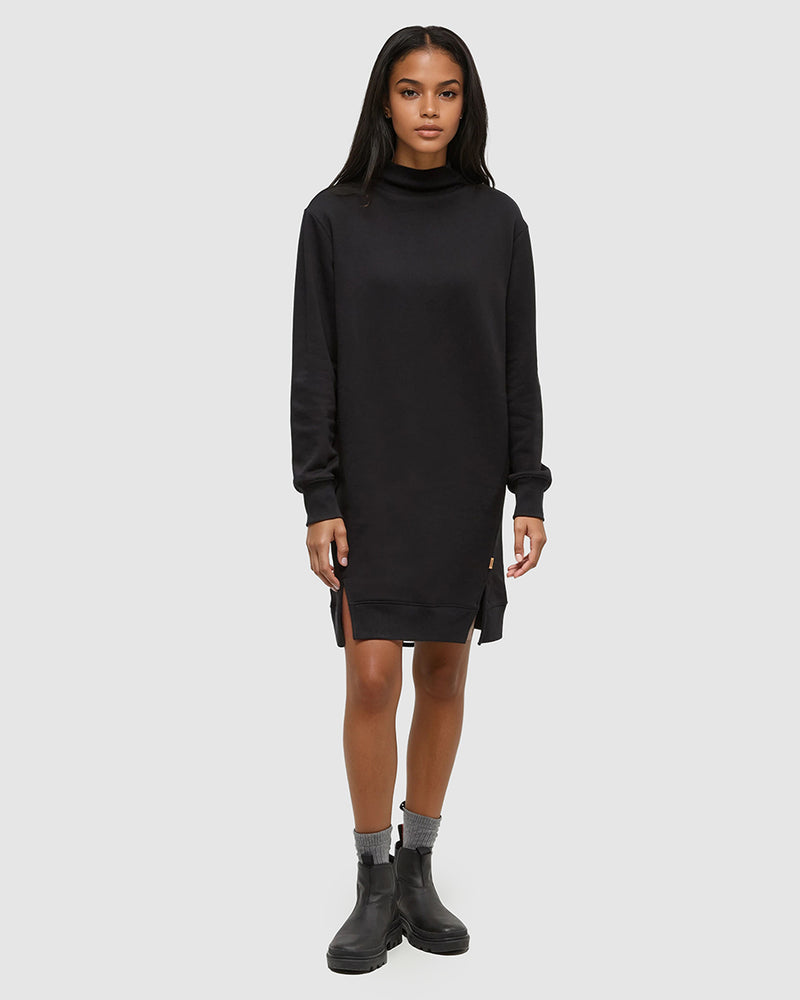 Black-Mock-Neck-Sweater-Dress