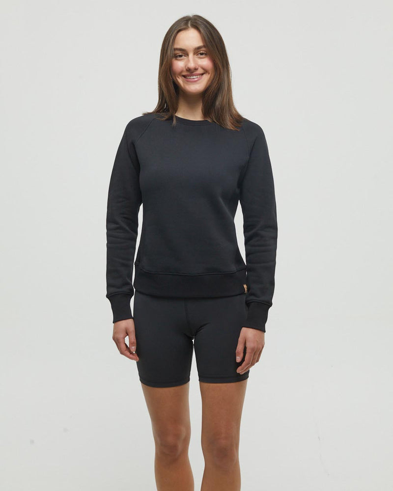 Black-Reglan-Sleeve-Crewneck-Fleece-Sweatshirt