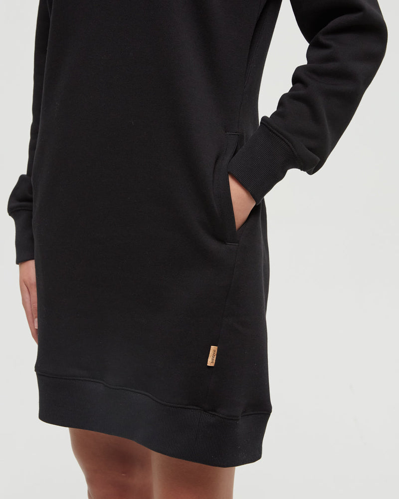Black-Relax-Treefleece-Mock-Neck-Zip-Dress
