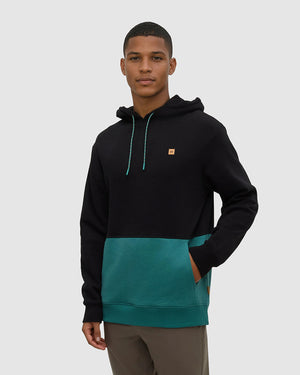 Black-TreeFleece-Relax-Fit-Color-Block-Hoodie *Model is 6'1.5", wearing size M