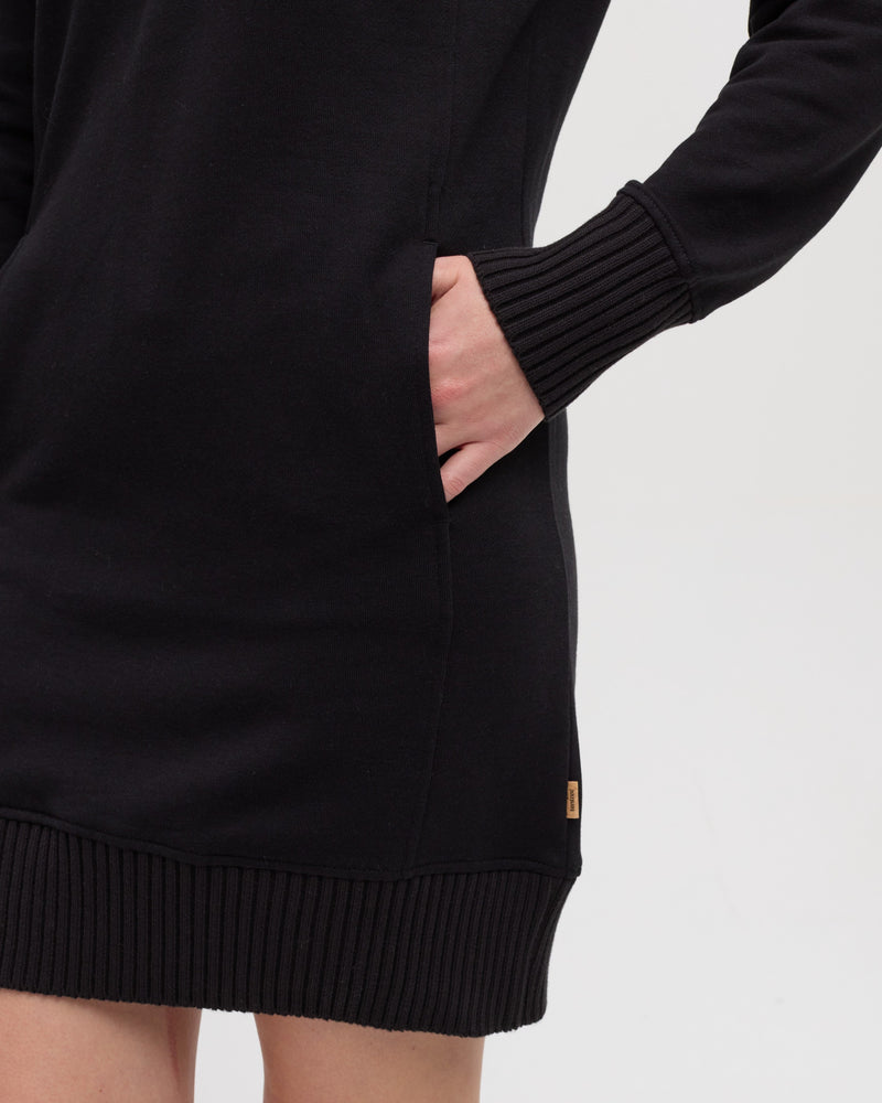 Black-Women_s-V-neck-Fleece-Dress