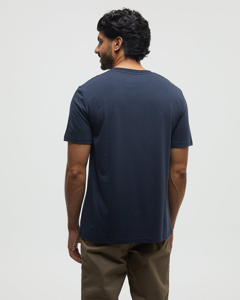 Blue-Crew-Neck-Graphic-Shortsleeve-T-Shirt