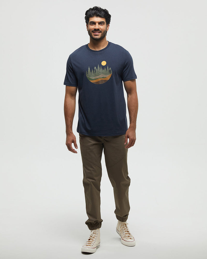 Blue-Crew-Neck-Graphic-Shortsleeve-T-Shirt