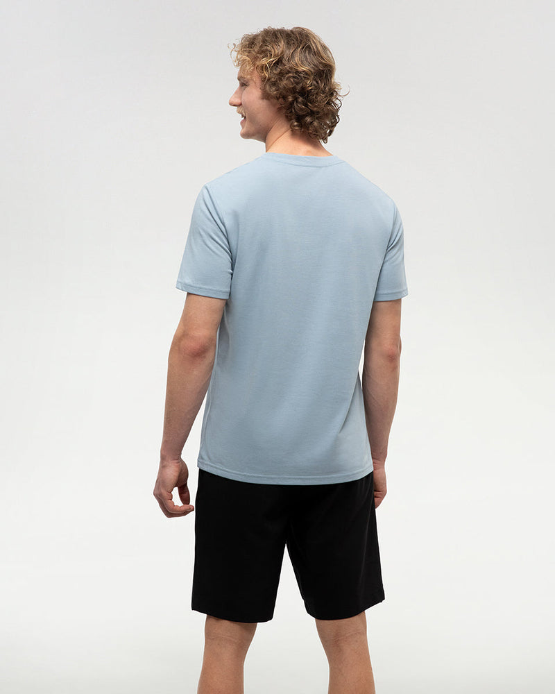 Blue-Crew-Neck-Graphic-Shortsleeve-T-Shirt