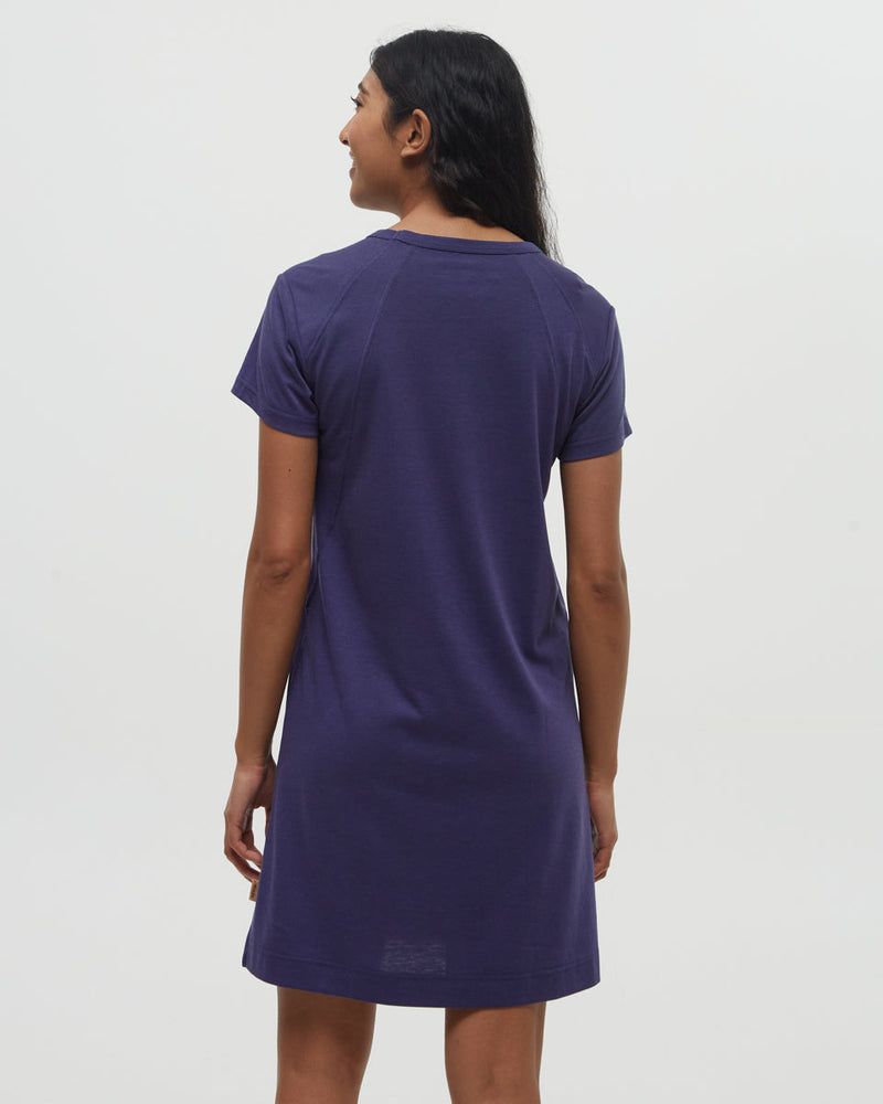 Blue-Crew-Neck-Shortsleeve-Dress