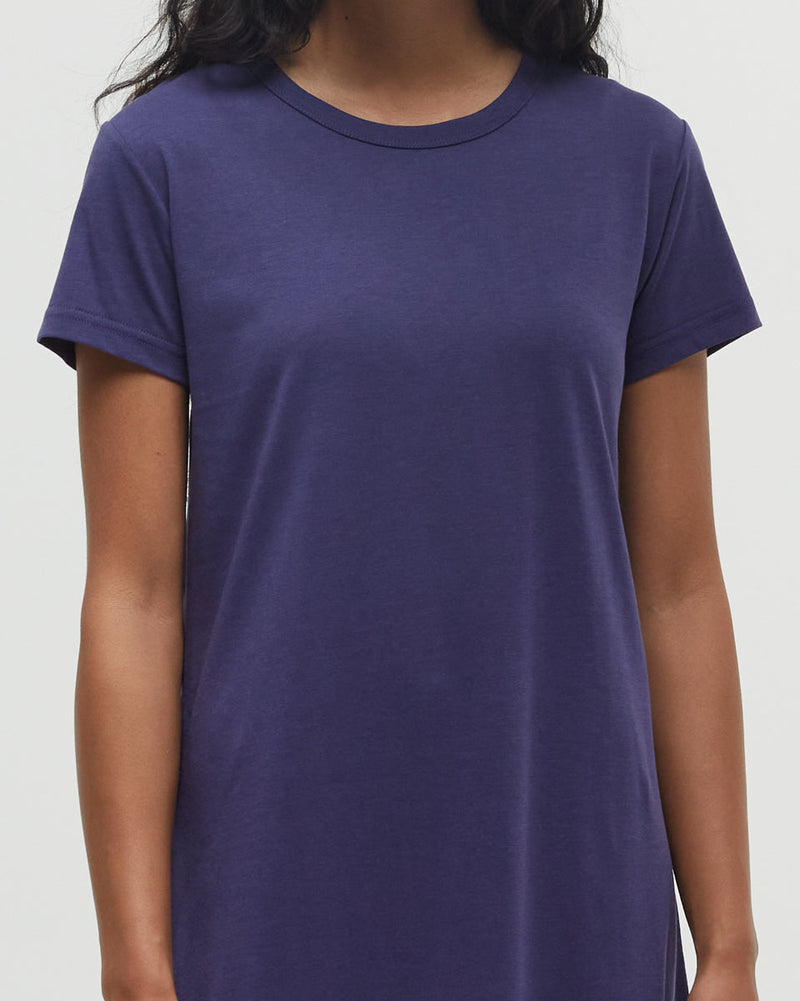 Blue-Crew-Neck-Shortsleeve-Dress