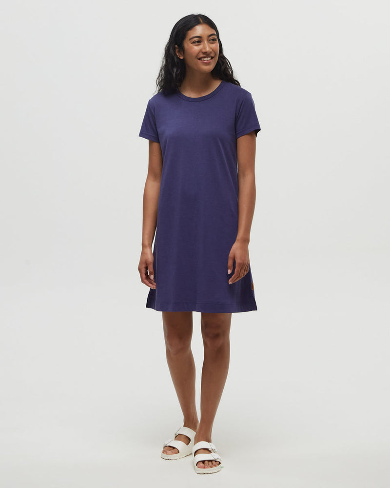 Blue-Crew-Neck-Shortsleeve-Dress