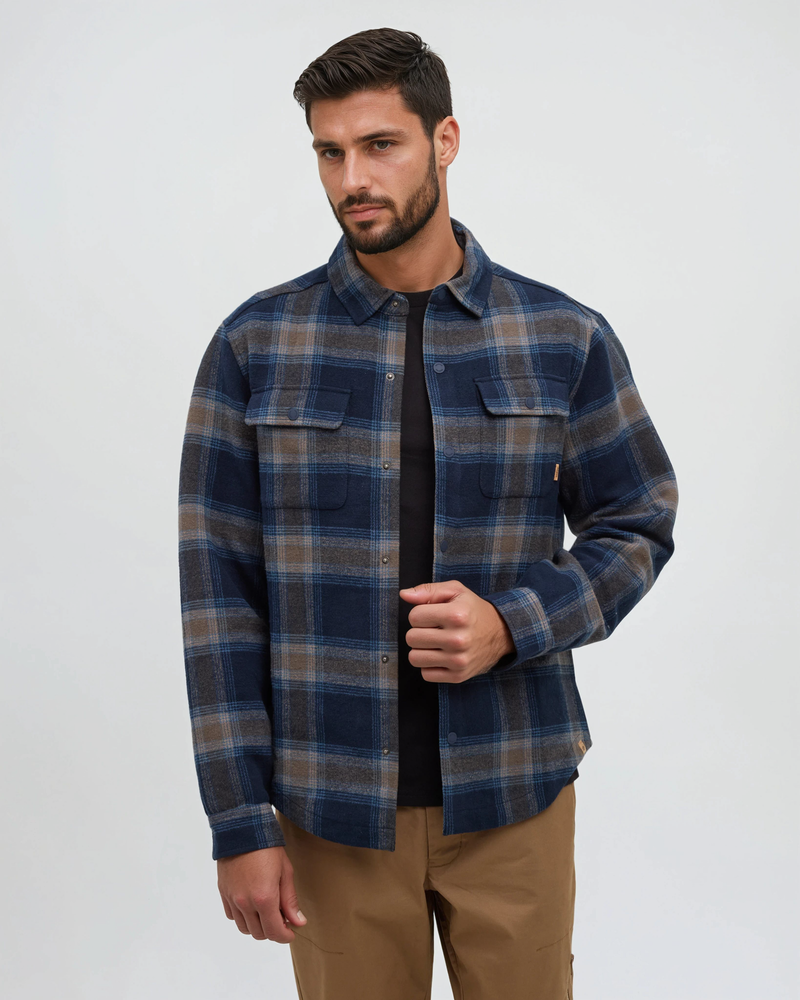 Blue-Men_s-Heavyweight-Flannel-Snap-front-Shirt