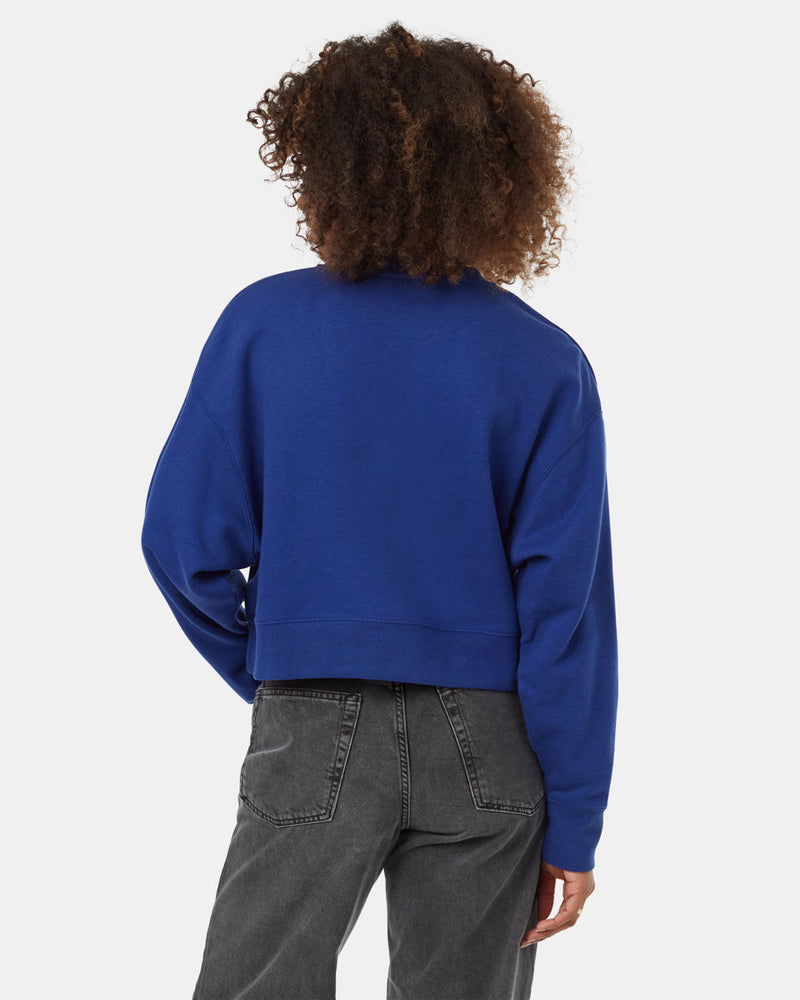 Blue-Organic-Cotton-Crew-Neck-Oversized-Cropped-Sweatshirt