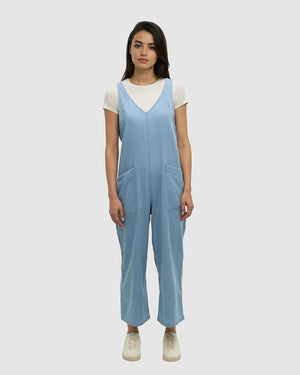 Blue-Organic-Cotton-Straight-Fit-Jumpsuit *Model is 5'11", wearing size S