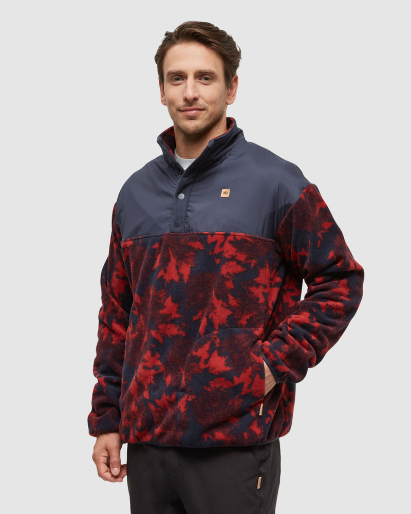 Blue-Quarter-Snap-MicroFleece-Sweatshirt *Model is 5'11.5", wearing size M