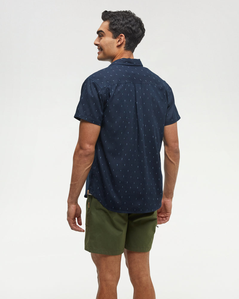 Blue-Regular-Fit-Collared-Short-Sleeve-Shirt