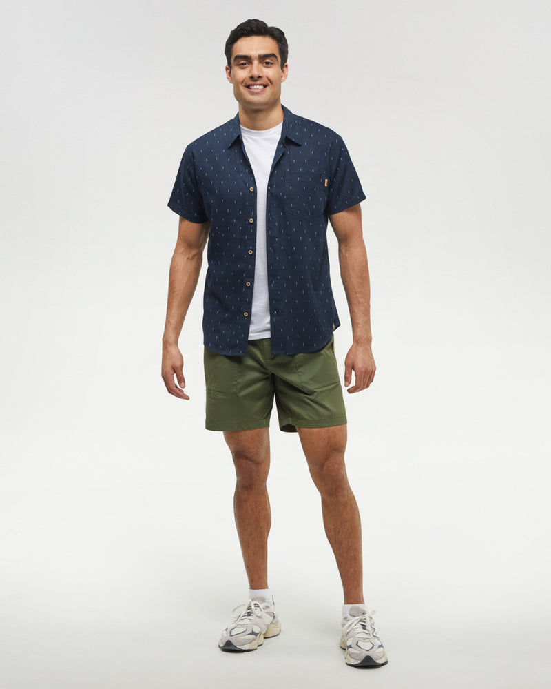 Blue-Regular-Fit-Collared-Short-Sleeve-Shirt