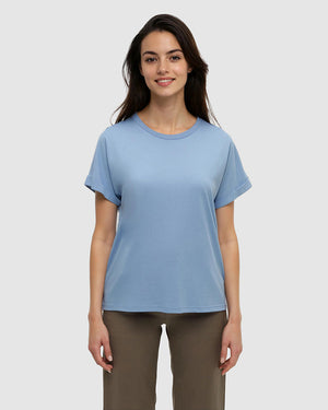 Blue-Treeblend-Relaxed-Fit-Crew-Neck-T-Shirt *Model is 5’8”, wearing size S