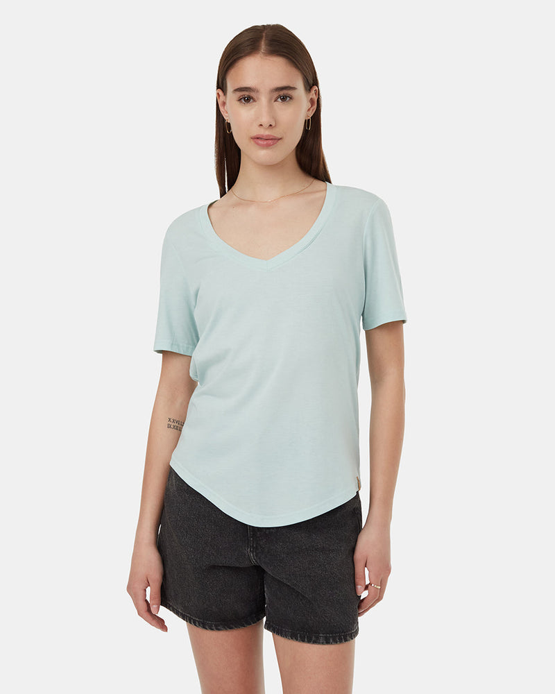 Blue-V-Neck-Short-Sleeve-T-Shirt