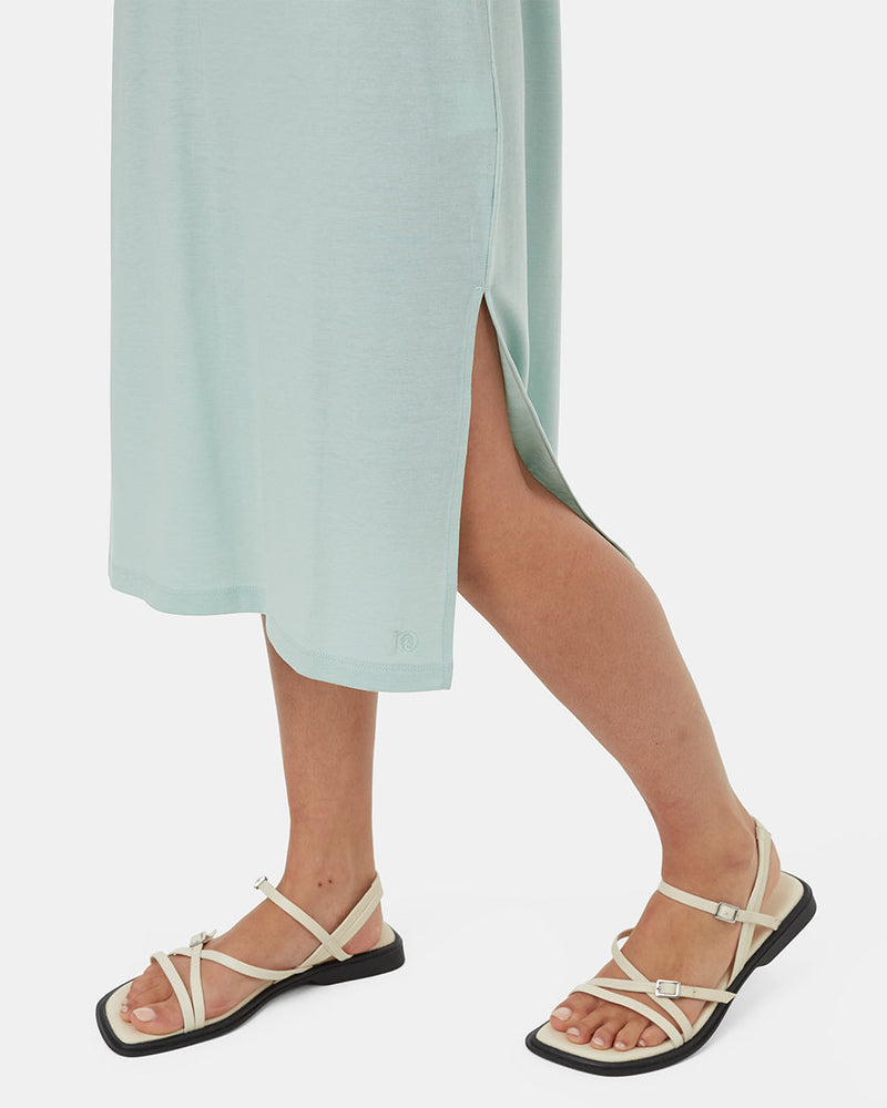 Blue-Womens-Mid-Length-Slit-Dress