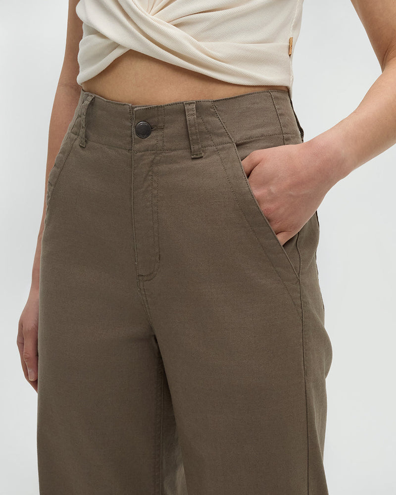 Brown-Hemp-Stretch-Straight-Leg-Pant