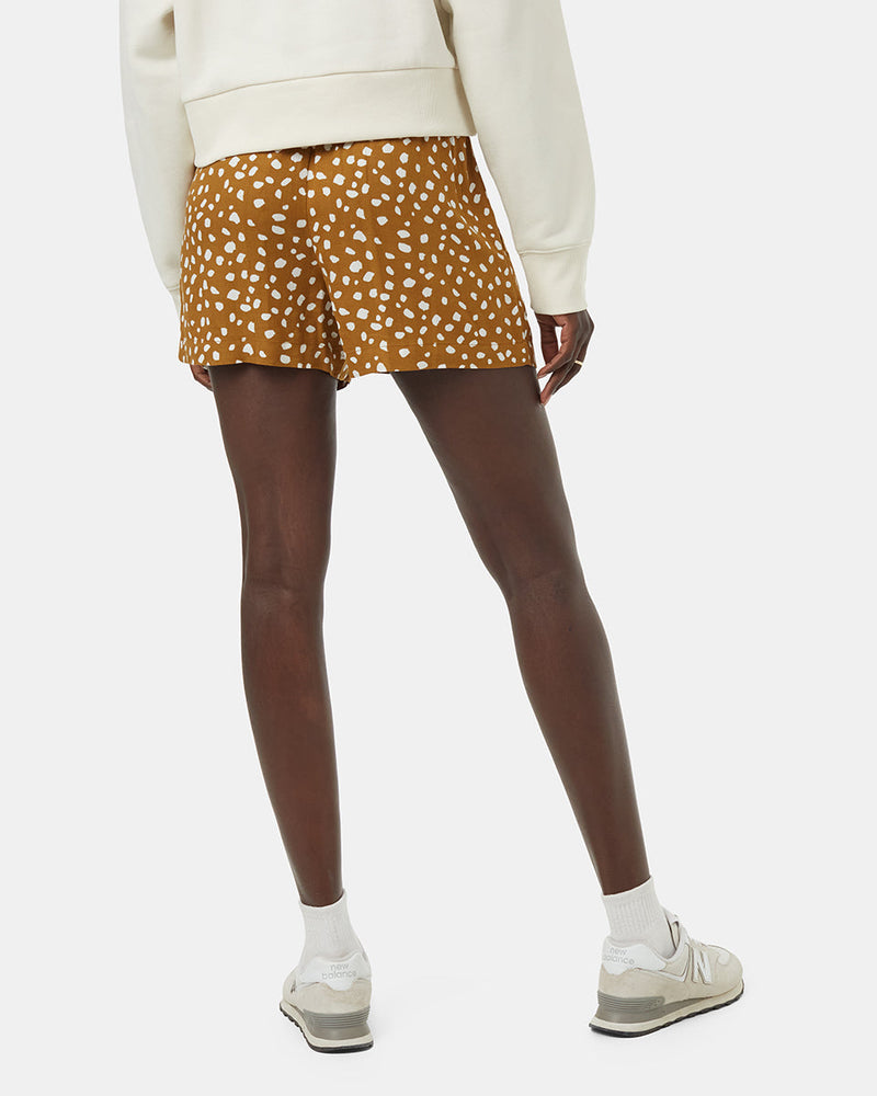 Brown-High-Rise-Patterned-Pull-On-Shorts