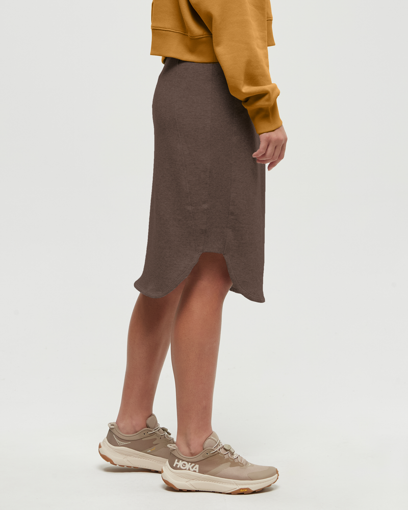 Brown-High-Rise-TreeFleece-Skirt