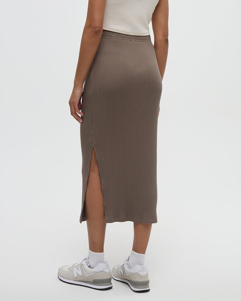 Brown-Knit-Rib-Skirt