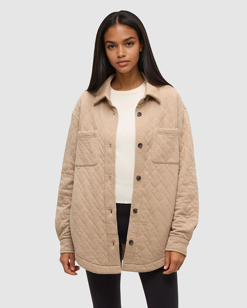 Brown-Quilted-Shacket *Model is 5'7.75, wearing size S