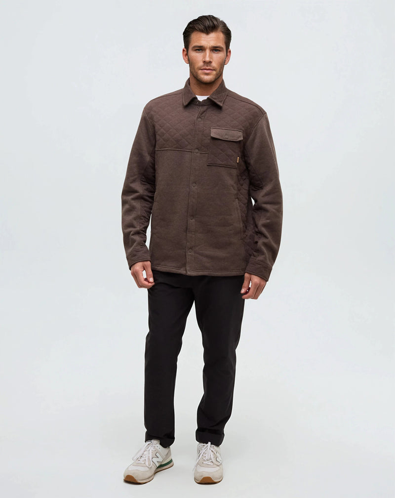 Brown-Relaxed-Quilted-Front-Snap-Jacket