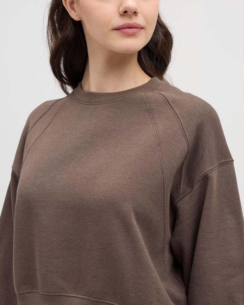 Brown-TreeFleece-Oversized-Cropped-Crew
