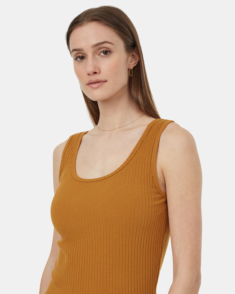 Brown-Womens-Ribbed-Tank-Top