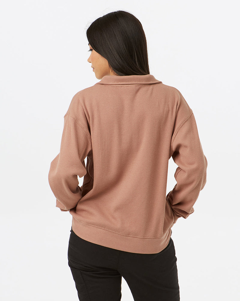 BrownWomen_sWaffleKnitHalfZipSweatshirt