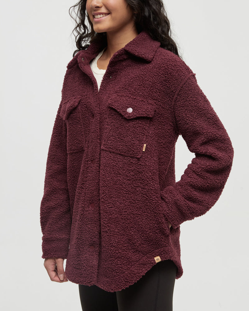 Burgundy-Boucle-Oversized-Fit-Fleece-Jacket