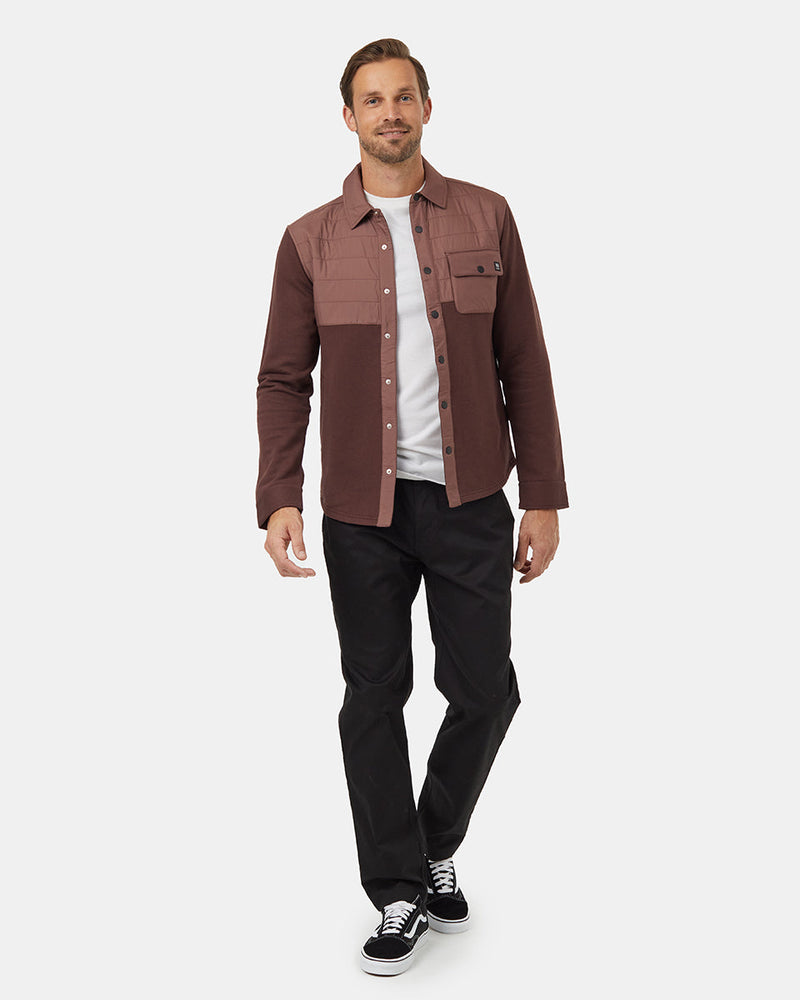 Burgundy-Color-Block-Fleece-Shirt-Jacket