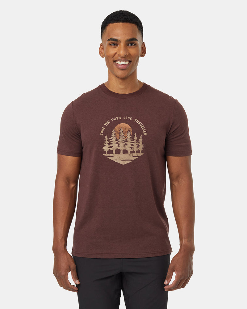 Burgundy-Crew-Neck-Short-Sleeve-Graphic-T-Shirt