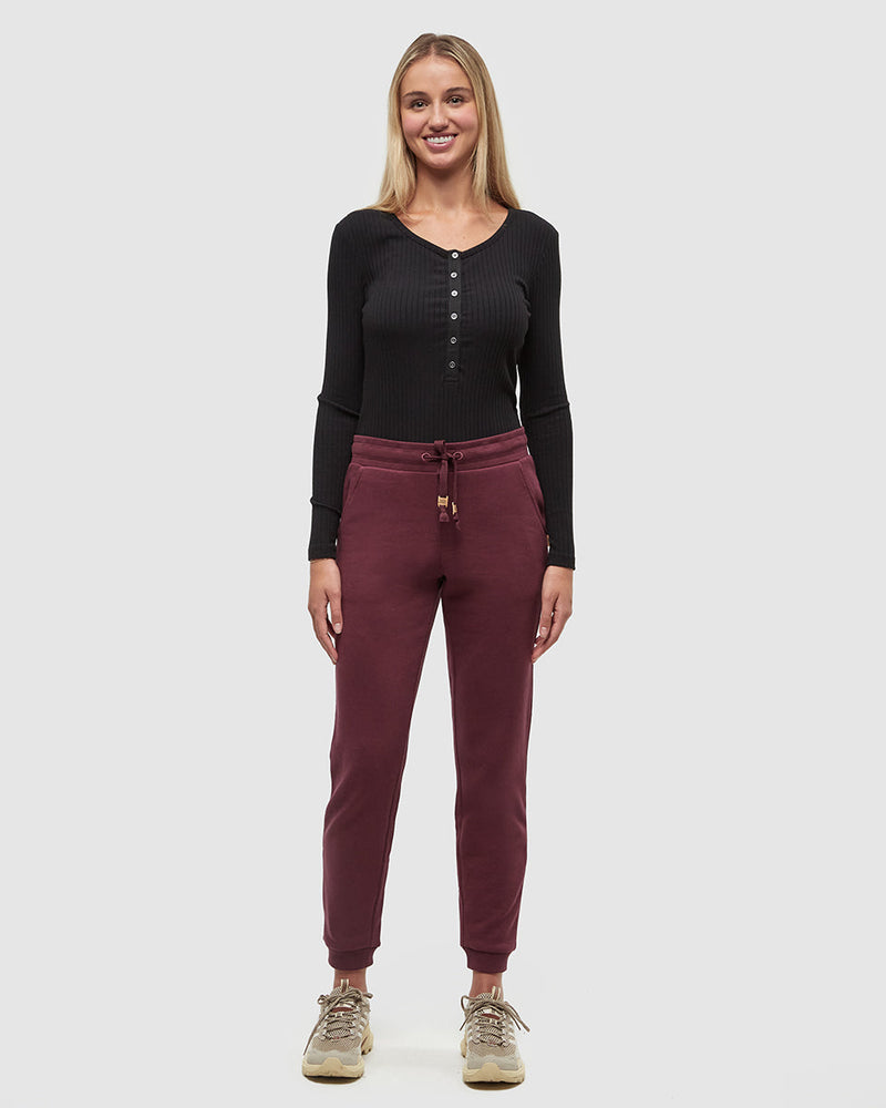 Burgundy-Regular-Fit-Elastic-Waist-Jogger