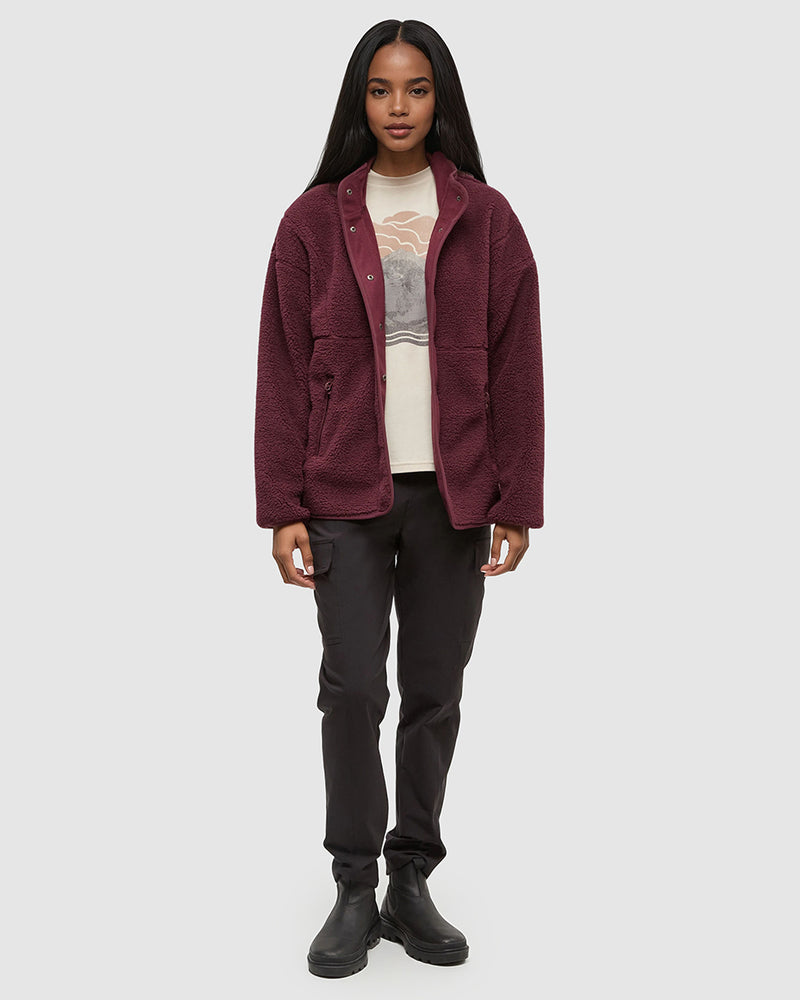 Burgundy-Relax-Bonded-Sherpa-Fleece-Snap-Jacket