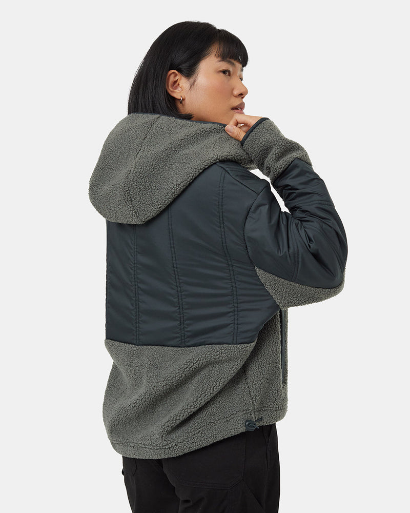 Green-Boucle-Oversized-Fit-Fleece-Hoodie