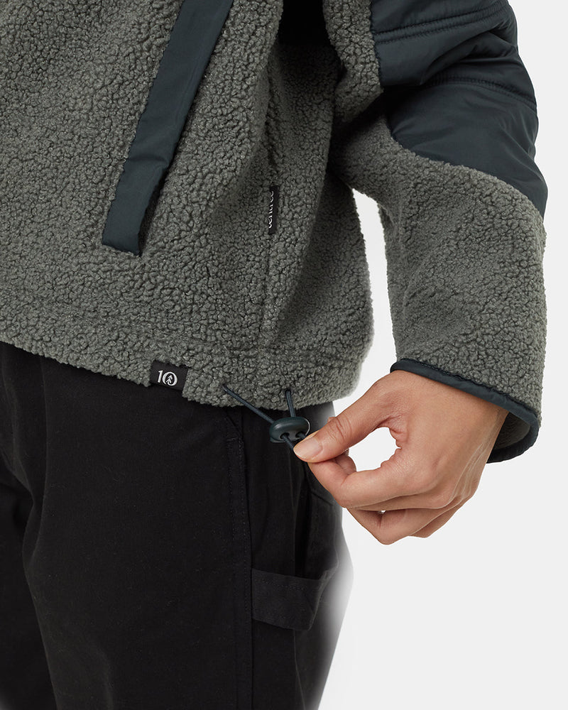 Green-Boucle-Oversized-Fit-Fleece-Hoodie