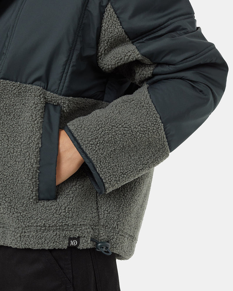 Green-Boucle-Oversized-Fit-Fleece-Hoodie