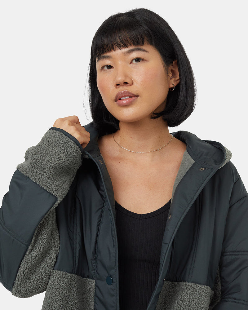 Green-Boucle-Oversized-Fit-Fleece-Hoodie