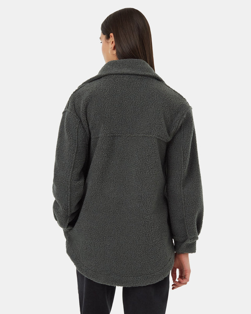 Green-Boucle-Oversized-Fit-Fleece-Jacket
