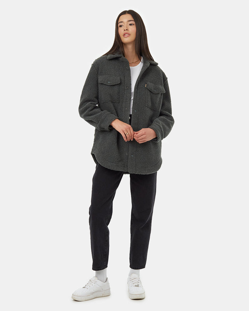 Green-Boucle-Oversized-Fit-Fleece-Jacket