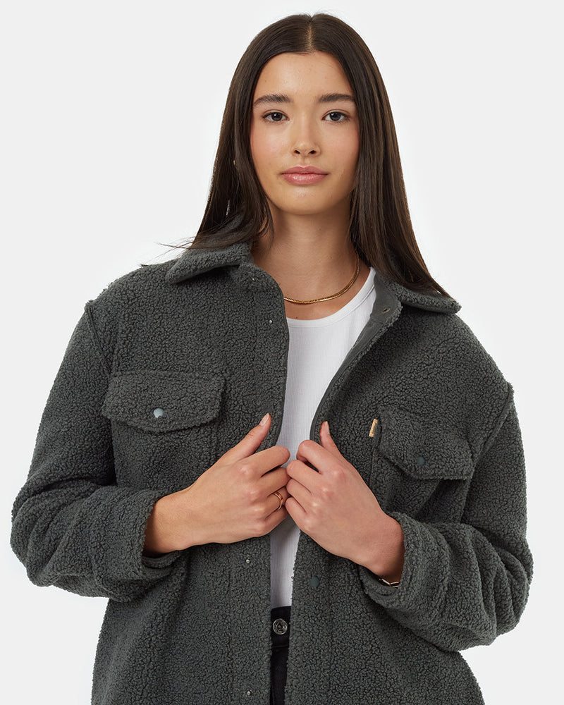 Green-Boucle-Oversized-Fit-Fleece-Jacket