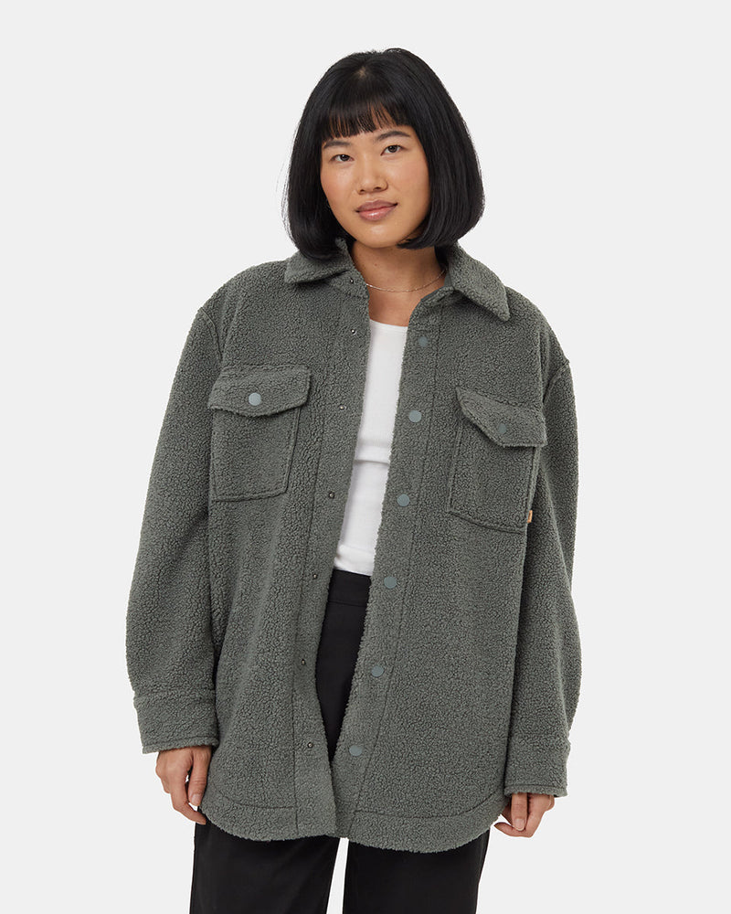 Green-Boucle-Oversized-Fit-Fleece-Jacket