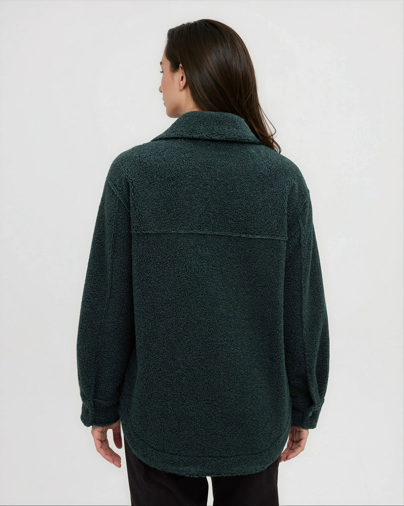 Green-Boucle-Oversized-Fit-Fleece-Jacket