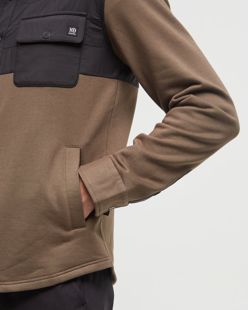 Green-Color-Block-Fleece-Shirt-Jacket