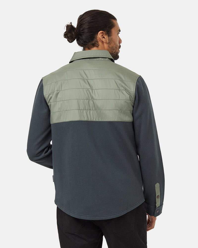 Green-Color-Block-Fleece-Shirt-Jacket