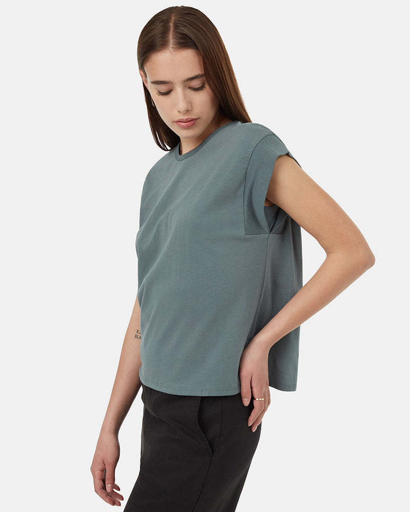 Green-Crew-Neck-Extended-Shoulder-Relaxed-Tank-Top