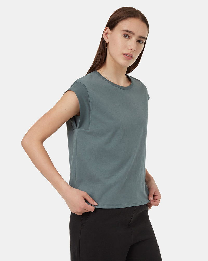 Green-Crew-Neck-Extended-Shoulder-Relaxed-Tank-Top