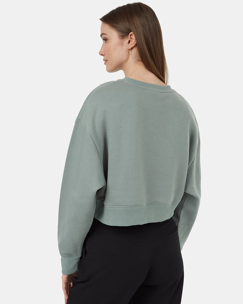 Green-Crew-Neck-Oversized-Cropped-Sweatshirt